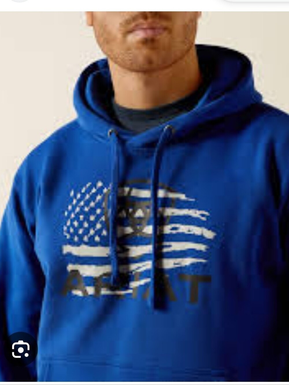 Ariat Royal Blue Pullover Hoodie with Flag Graphic